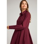 Funky Buddha Collared-Neck Φόρεμα Mini Γυναικείο (FBL012-121-13-MERLOT)