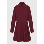 Funky Buddha Collared-Neck Φόρεμα Mini Γυναικείο (FBL012-121-13-MERLOT)