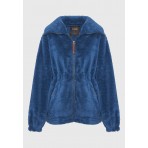 Funky Buddha Γυναικεία Ζακέτα Fleece Μπλε