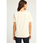 Funky Buddha Γυναικεία Μπλούζα Με Κοντό Μανίκι Και Τύπωμα (FBL012-123-04-CLOUD-CREAM)