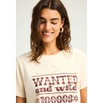 Funky Buddha Γυναικεία Μπλούζα Με Κοντό Μανίκι Και Τύπωμα (FBL012-123-04-CLOUD-CREAM)