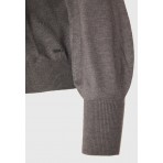 Funky Buddha Γυναικείο Πλεκτό Με Λαιμόκοψη (FBL012-123-09-GREY-MEL)