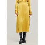 Funky Buddha Γυναικεία Φούστα Midi Μουσταρδί