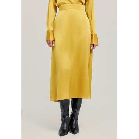 Funky Buddha Γυναικεία Φούστα Midi Μουσταρδί