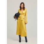 Funky Buddha Γυναικεία Φούστα Midi Μουσταρδί