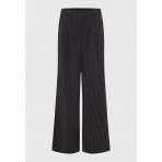 Funky Buddha Γυναικείο Wide Leg Παντελόνι Μαύρο, Λευκό