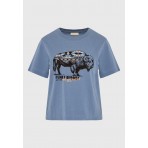 Funky Buddha Γυναικεία Μπλούζα Με Κοντό Μανίκι Και Τύπωμα (FBL012-124-04-STONE-BLUE)