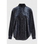 Funky Buddha Velvet Animal Print Πουκάμισο Μακρυμάνικο Γυναικείο (FBL012-125-05-ANTHRACITE)