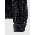 Funky Buddha Velvet Animal Print Πουκάμισο Μακρυμάνικο Γυναικείο (FBL012-125-05-ANTHRACITE)