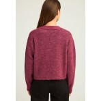 Funky Buddha Γυναικεία Πλεκτή Ζακέτα (FBL012-125-09-SCARLET-RED)