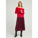 Funky Buddha Floral Φούστα Μidi Γυναικεία (FBL012-125-14-BLACK)