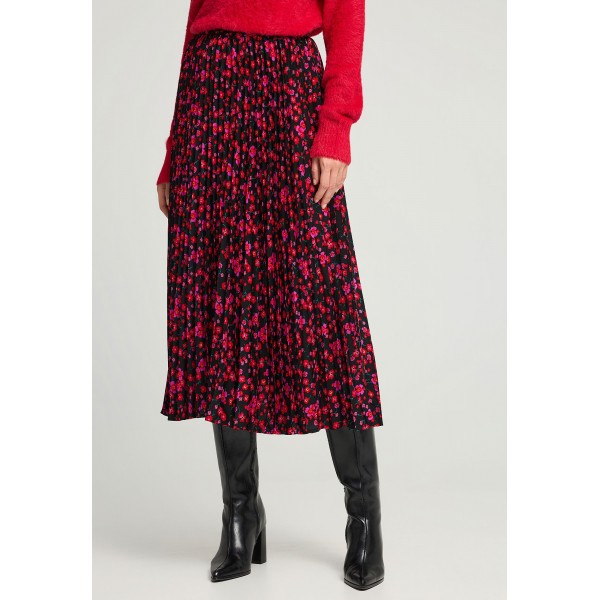 Funky Buddha Floral Φούστα Μidi Γυναικεία (FBL012-125-14-BLACK)