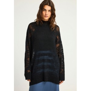 Funky Buddha See-Through Μπλούζα Πλεκτή Γυναικεία (FBL012-126-09-BLACK)