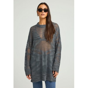 Funky Buddha See-Through Μπλούζα Πλεκτή Γυναικεία (FBL012-126-09-STEEL-GREY)