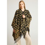 Funky Buddha Animal Print Pattern And Fringes Πόντσο Γυναικείο (FBL012-126-10-BROWN)