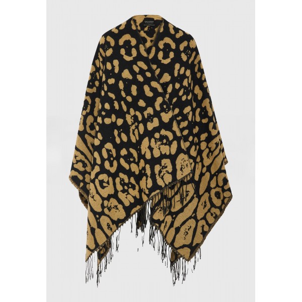 Funky Buddha Animal Print Pattern And Fringes Πόντσο Γυναικείο (FBL012-126-10-BROWN)