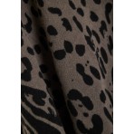 Funky Buddha Animal Print Pattern And Fringes Πόντσο Γυναικείο (FBL012-126-10-DK-GREY)