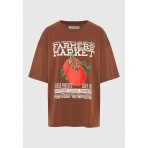 Funky Buddha Graphic Print Farmers Market T-Shirt Γυναικείο (FBL012-127-04-CHESTNUT)