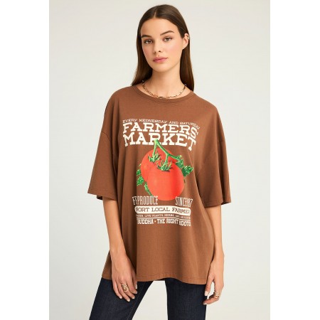 Funky Buddha Graphic Print Farmers Market T-Shirt Γυναικείο 