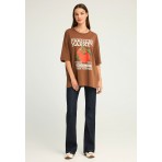 Funky Buddha Graphic Print Farmers Market T-Shirt Γυναικείο (FBL012-127-04-CHESTNUT)