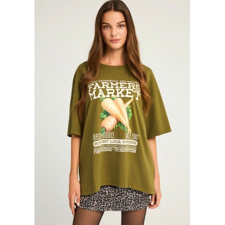 Funky Buddha Graphic Print Farmers Market T-Shirt Γυναικείο 