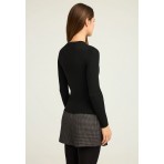 Funky Buddha Γυναικεία Πλεκτή Μακρυμάνικη Μπλούζα με Λαιμόκοψη Μαύρη