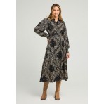 Funky Buddha All Over Printed Φόρεμα Midi Γυναικείο (FBL012-127-13-MULTI)