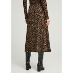 Funky Buddha Animal Print Γυναικεία Φούστα Maxi Καφέ, Μαύρη