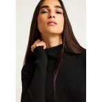 Funky Buddha Γυναικεία Πλεκτή Μακρυμάνικη Μπλούζα Μαύρη