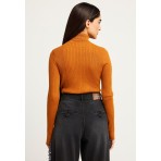 Funky Buddha Γυναικεία Πλεκτή Μακρυμάνικη Μπλούζα Καφέ