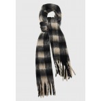 Funky Buddha Γυναικείο Καρό Κασκόλ Μαύρο, Γκρι, Εκρού