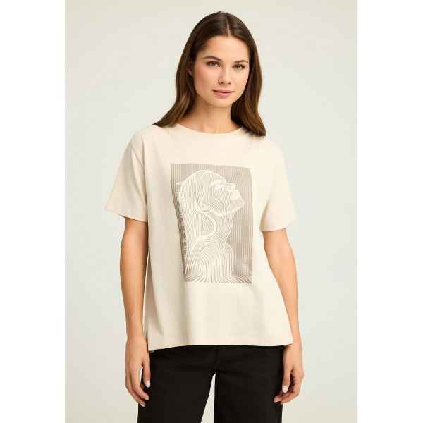 Funky Buddha Graphic Print T-Shirt Γυναικείο (FBL012-129-04-CLOUD-CREAM)