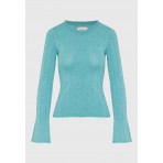 Funky Buddha Γυναικείο Πλεκτό Μακρυμάνικο Μπλουζάκι Τυρκουάζ