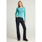 Funky Buddha Γυναικείο Πλεκτό Μακρυμάνικο Μπλουζάκι Τυρκουάζ