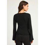 Funky Buddha Γυναικείο Πλεκτό Μακρυμάνικο Μπλουζάκι Μαύρο