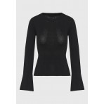 Funky Buddha Γυναικείο Πλεκτό Μακρυμάνικο Μπλουζάκι Μαύρο