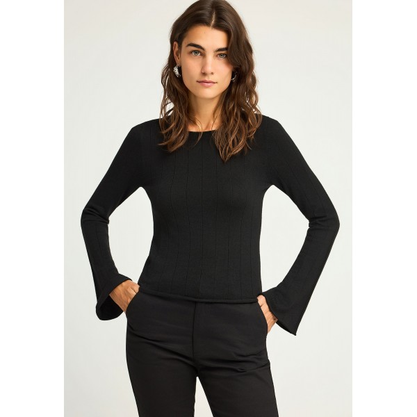 Funky Buddha Μπλούζα Πλεκτή Γυναικεία (FBL012-129-09-BLACK)