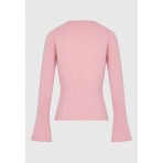 Funky Buddha Γυναικείο Πλεκτό Μακρυμάνικο Μπλουζάκι Ροζ