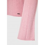 Funky Buddha Γυναικείο Πλεκτό Μακρυμάνικο Μπλουζάκι Ροζ