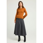 Funky Buddha Γυναικείο Πλεκτό Μακρυμάνικο Μπλουζάκι Καφέ