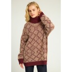 Funky Buddha Γυναικείο Πλεκτό Με Ψηλό Λαιμό (FBL012-132-09-MAROON)