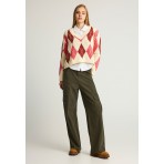 Funky Buddha Argyle Γυναικεία Μακρυμάνικη Πλεκτή Μπλούζα