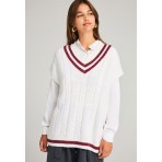 Funky Buddha Πλεκτό Κοντομάνικο (FBL012-135-09-WHITE)