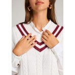 Funky Buddha Πλεκτό Κοντομάνικο (FBL012-135-09-WHITE)