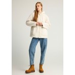 Funky Buddha Γυναικείο Μπουφάν Sherpa με Κουκούλα Εκρού