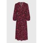 Funky Buddha Floral V-Neck Φόρεμα Midi Γυναικείο (FBL012-136-13-BLACK)