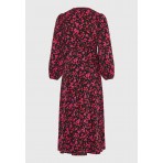 Funky Buddha Floral V-Neck Φόρεμα Midi Γυναικείο (FBL012-136-13-BLACK)