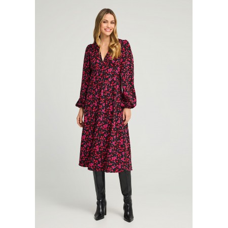 Funky Buddha Floral V-Neck Φόρεμα Midi Γυναικείο 