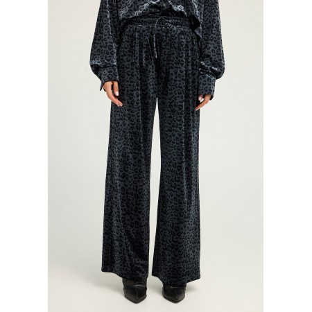 Funky Buddha Velvet Animal Print Παντελόνι Φόρμας Γυναικείο 