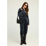 Funky Buddha Velvet Animal Print Παντελόνι Φόρμας Γυναικείο (FBL012-139-02-ANTHRACITE)
